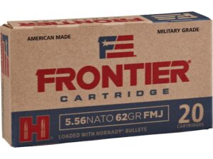 Frontier Cartridge Military Grade Ammunition 5.56x45mm NATO 62 Grain Hornady Full Metal Jacket Boat Tail For Sale