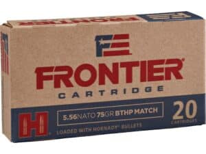 500 Rounds of Frontier Cartridge Military Grade Ammunition 5.56x45mm NATO 75 Grain Hornady Hollow Point Boat Tail Match For Sale