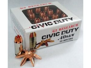 G2 Research Civic Duty Ammunition 40 S&W 122 Grain Expanding Solid Copper Lead-Free Box of 20 For Sale