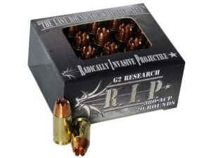 G2 Research R.I.P. Ammunition 380 ACP 62 Grain Radically Invasive Projectile Fragmenting Solid Copper Lead-Free Box of 20 For Sale