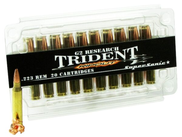G2 Research RIP-OUT Trident Ammunition 223 Remington 65 Grain Expanding Solid Copper Lead-Free Box of 20 For Sale