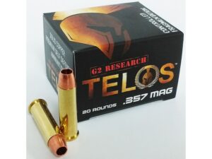 G2 Research Telos Ammunition 357 Magnum 105 Grain Controlled Fragmenting Hollow Point Solid Copper Lead-Free Box of 20 For Sale