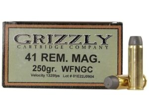 Grizzly Ammunition 41 Remington Magnum 250 Grain Cast Performance Lead Wide Flat Nose Gas Check Box of 20 For Sale