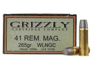Grizzly Ammunition 41 Remington Magnum 265 Grain Cast Performance Lead Wide Flat Nose Gas Check Box of 20 For Sale