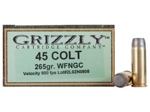 Grizzly Ammunition 45 Colt (Long Colt) 265 Grain Cast Performance Lead Wide Flat Nose Gas Check (950 fps) Box of 20 For Sale