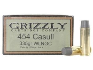Grizzly Ammunition 454 Casull 335 Grain Cast Performance Lead Wide Flat Nose Gas Check Box of 20 For Sale
