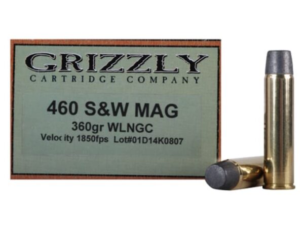 Grizzly Ammunition 460 S&W Magnum 360 Grain Lead Wide Nose Gas Check Box of 20 For Sale