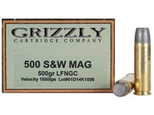 Grizzly Ammunition 500 S&W Magnum 500 Grain Lead Long Flat Nose Gas Check Box of 20 For Sale