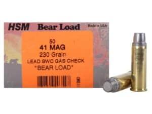 HSM Bear Ammunition 41 Remington Magnum 230 Grain Lead Semi-Wadcutter Gas Check Box of 50 For Sale