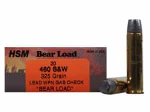 HSM Bear Ammunition 460 S&W Magnum 325 Grain Lead Wide Flat Nose Gas Check Box of 20 For Sale