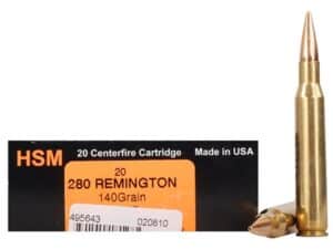 HSM Trophy Gold Ammunition 280 Remington 140 Grain Berger Hunting VLD Hollow Point Boat Tail Box of 20 For Sale