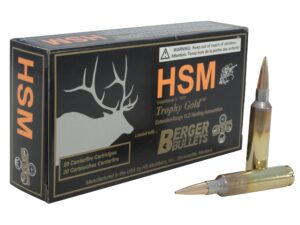 500 Rounds of HSM Trophy Gold Ammunition 6.5mm-284 Norma 140 Grain Berger Hunting VLD Hollow Point Boat Tail Box of 20 For Sale