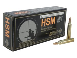 HSM Varmint Gold Ammunition 204 Ruger 35 Grain Berger Varmint Hollow Point Flat Base Box of 20 For Sale