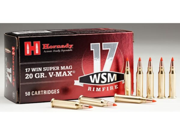 Hornady Ammunition 17 Winchester Super Magnum 20 Grain V-MAX Polymer Tip Box of 50 For Sale