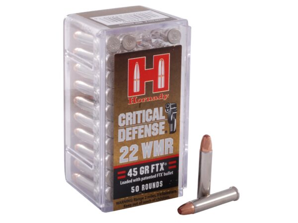 500 Rounds of Hornady Critical Defense Ammunition 22 Winchester Magnum Rimfire (WMR) 45 Grain FTX Box of 50 For Sale
