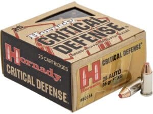 Hornady Critical Defense Ammunition 25 ACP 35 Grain FTX Box of 25 For Sale