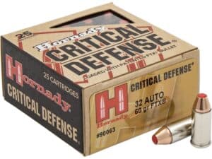 Hornady Critical Defense Ammunition 32 ACP 60 Grain FTX Box of 25 For Sale