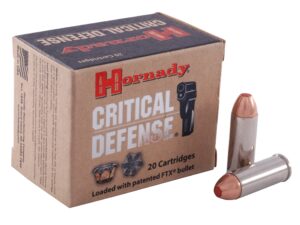 500 Rounds of Hornady Critical Defense Ammunition 45 Colt (Long Colt) 185 Grain FTX Box of 20 For Sale