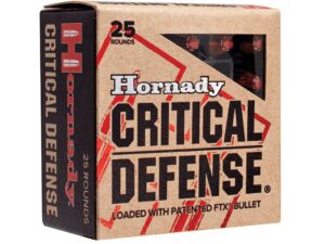 500 Rounds of Hornady Critical Defense Ammunition 9mm Luger 115 Grain FTX Box of 25 For Sale