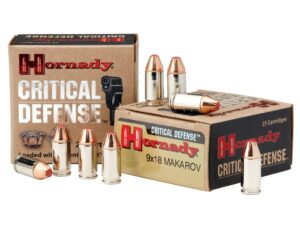 500 Rounds of Hornady Critical Defense Ammunition 9x18mm (9mm Makarov) 95 Grain FTX Box of 25 For Sale