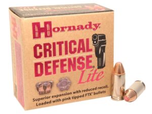 Hornady Critical Defense Lite Ammunition 9mm Luger 100 Grain FTX Box of 25 For Sale
