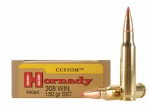 500 Rounds of Hornady Custom Ammunition 308 Winchester 150 Grain SST Box of 20 For Sale