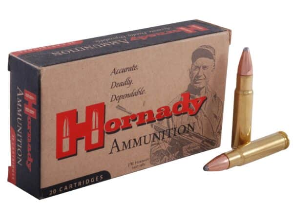 500 Rounds of Hornady Custom Ammunition 358 Winchester 200 Grain Interlock Spire Point Box of 20 For Sale