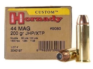500 Rounds of Hornady Custom Ammunition 44 Remington Magnum 200 Grain XTP Jacketed Hollow Point Box of 20 For Sale