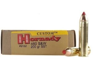 500 Rounds of Hornady Custom Ammunition 460 S&W Magnum 200 Grain FTX Box of 20 For Sale