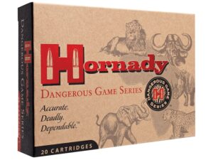 Hornady Dangerous Game Ammunition 375 H&H Magnum 300 Grain DGS Flat Nose Solid Box of 20 For Sale