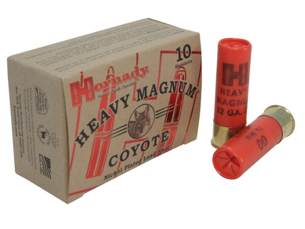 Hornady Heavy Magnum Coyote Ammunition 12 Gauge 3" 00 Buckshot Nickel Plated Box of 10 For Sale