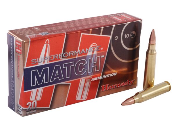 500 Rounds of Hornady Superformance Match Ammunition 5.56x45mm NATO 75 Grain Hollow Point Boat Tail Match Box of 20 For Sale