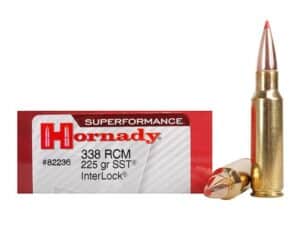 Hornady Superformance SST Ammunition 338 Ruger Compact Magnum (RCM) 225 Grain SST Box of 20 For Sale