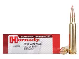 500 Rounds of Hornady Superformance SST Ammunition 338 Winchester Magnum 200 Grain SST Box of 20 For Sale
