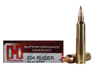 500 Rounds of Hornady Superformance Varmint Ammunition 204 Ruger 24 Grain NTX Lead-Free Box of 20 For Sale