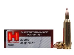500 Rounds of Hornady Superformance Varmint Ammunition 22-250 Remington 35 Grain NTX Lead-Free Box of 20 For Sale