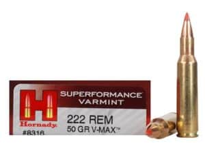 Hornady Superformance Varmint Ammunition 222 Remington 50 Grain V-MAX Polymer Tip Box of 20 For Sale