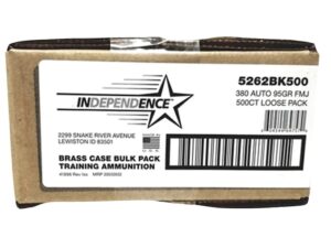 Independence Ammunition 380 ACP 95 Grain Full Metal Jacket Box of 500 (Bulk) For Sale