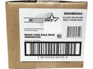 Independence Ammunition 45 ACP 230 Grain Full Metal Jacket Box of 500 (Bulk) For Sale