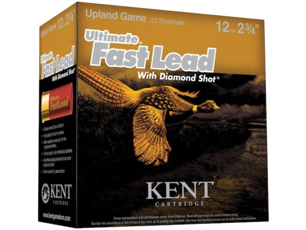 Kent Cartridge Ultimate Fast Lead Diamond Shot Upland Ammunition 12 Gauge 2-3/4" 1-1/2 oz #4 Shot Box of 25 For Sale