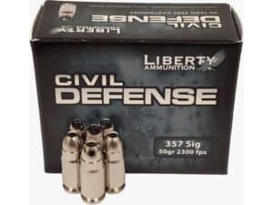 Liberty Civil Defense Ammunition 357 Sig 50 Grain Fragmenting Hollow Point Lead-Free Box of 20 For Sale