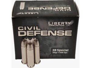 Liberty Civil Defense Ammunition 38 Special 50 Grain Fragmenting Hollow Point Lead-Free Box of 20 For Sale