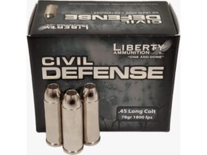 Liberty Civil Defense Ammunition 45 Colt (Long Colt) 78 Grain Fragmenting Hollow Point Lead-Free Box of 20 For Sale