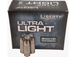 Liberty Ultra-Light Ammunition 9mm Luger +P 50 Grain Fragmenting Hollow Point Lead Free Box of 20 For Sale
