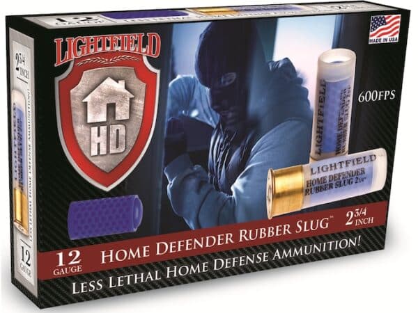 Lightfield Home Defender Less Lethal Ammunition 12 Gauge 2-3/4" 130 Grain Rubber Slug Box of 5 For Sale