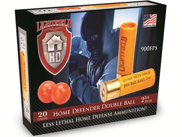 Lightfield Home Defender Less Lethal Ammunition 20 Gauge 2-3/4" Double Rubber Balls Box of 5 For Sale