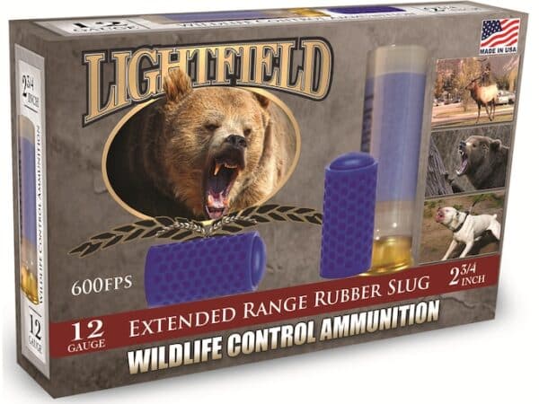 Lightfield Wildlife Control Less Lethal Ammunition 12 Gauge 2-3/4" Extended Range Rubber Slug Box of 5 For Sale