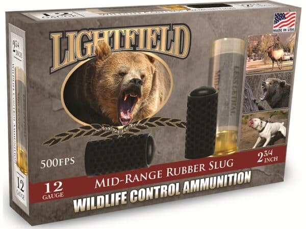 Lightfield Wildlife Control Less Lethal Ammunition 12 Gauge 2-3/4" Mid-Range Rubber Slug Box of 5 For Sale