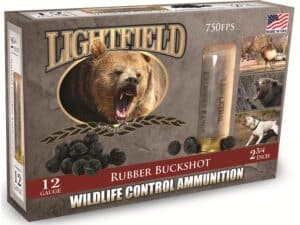 Lightfield Wildlife Control Less Lethal Ammunition 12 Gauge 2-3/4" Rubber Buckshot 21 Pellets Box of 5 For Sale
