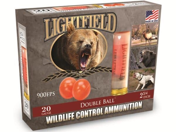 Lightfield Wildlife Control Less Lethal Ammunition 20 Gauge 2-3/4" Mid-Range Rubber Ball Box of 5 For Sale